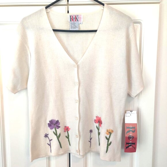 Tops - R & K Originals Ivory Flower Embroidered Top, Size 12, NWT